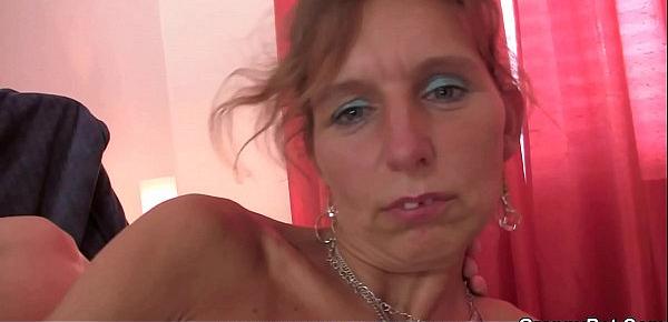  60 years old masseuse gets her hairy pussy drilled by client